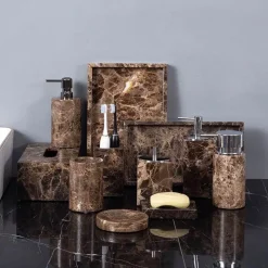 Serene Splash Badezimmer-Emperador Dark Marble Bathroom Collection Sleek Luxury for Modern Spaces