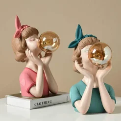 Glow u0026 Shade Beleuchtung-Entzückende Mädchenfigur aus Kunstharz – niedlicher Akzent für die Inneneinrichtung