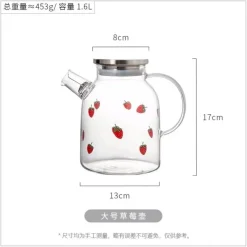 Plates u0026 More Küche & Esszimmer-Erdbeer-Glasbecher mit Strohhalm und Deckel – Klarer, hochwertiger Wasserbecher für Milch und Saft