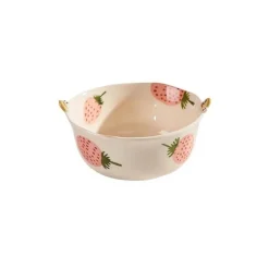 Plates u0026 More Küche & Esszimmer-Erdbeer-Nudelschüssel aus Keramik – 20,3 cm, hübsches, verbrühungshemmendes, süßes Design