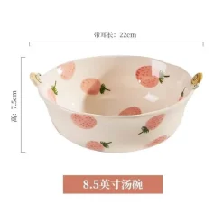 Plates u0026 More Küche & Esszimmer-Erdbeer-Nudelschüssel aus Keramik – 20,3 cm, hübsches, verbrühungshemmendes, süßes Design