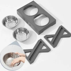 Furry Haven Haustierzubehör|Tierfütterung-Erhöhter, verstellbarer Futternapf für Haustiere – Ständer für Hunde- und Katzennäpfe