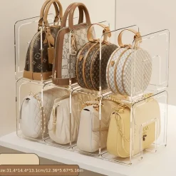 Room to Spare Aufbewahrung Und Organisation-2er-Packung durchsichtiger Handtaschen-Organizer aus Acryl – Schrankteiler mit 4 Fächern