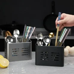 Tom Küche & Esszimmer-Essstäbchenhalter aus Edelstahl – Abtropfgestell mit 2 Gittern