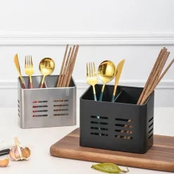 Tom Küche & Esszimmer-Essstäbchenhalter aus Edelstahl – Abtropfgestell mit 2 Gittern