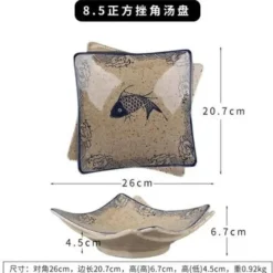 Elegance at the Table Küche & Esszimmer-Essteller-Set mit japanischem Fischdruck – einzigartiges Keramikgeschirr