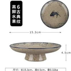 Elegance at the Table Küche & Esszimmer-Essteller-Set mit japanischem Fischdruck – einzigartiges Keramikgeschirr