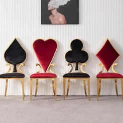 Cozy Living Möbel-Esszimmerstuhl aus Edelstahl – Luxuriöses Spielkartendesign