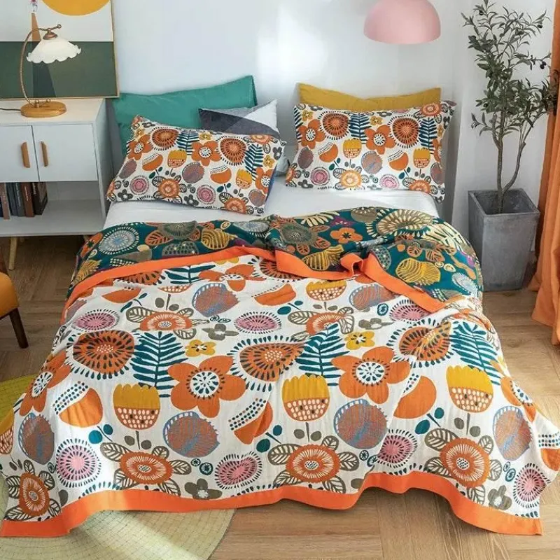 Snug u0026 Soft Bettzeug-Europäische Baumwollgaze-Überwurfdecke - Weicher, leichter Sofabezug