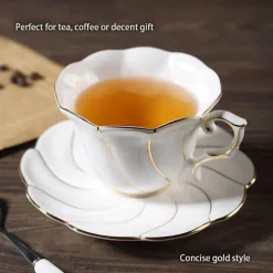 Feast u0026 Flair Küche & Esszimmer-Europäisches Kaffeeservice aus Knochenporzellan – Tee und Kaffee aus Porzellan mit Goldeinlage