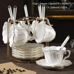 Feast u0026 Flair Küche & Esszimmer-Europäisches Kaffeeservice aus Knochenporzellan – Tee und Kaffee aus Porzellan mit Goldeinlage