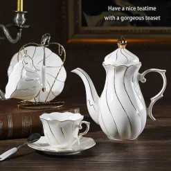 Feast u0026 Flair Küche & Esszimmer-Europäisches Kaffeeservice aus Knochenporzellan – Tee und Kaffee aus Porzellan mit Goldeinlage