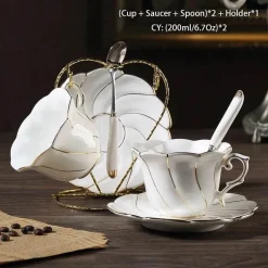 Feast u0026 Flair Küche & Esszimmer-Europäisches Kaffeeservice aus Knochenporzellan – Tee und Kaffee aus Porzellan mit Goldeinlage
