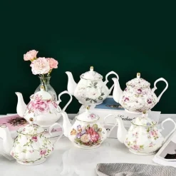 Plates u0026 More Küche & Esszimmer-Europäisches Teekannenset aus Knochenporzellan – Hochwertiges Teeservice aus Porzellan