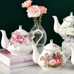 Plates u0026 More Küche & Esszimmer-Europäisches Teekannenset aus Knochenporzellan – Hochwertiger Kaffeekessel aus Porzellan