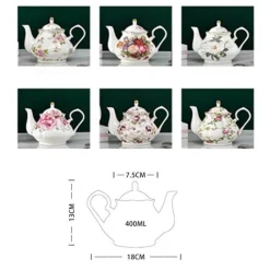 Plates u0026 More Küche & Esszimmer-Europäisches Teekannenset aus Knochenporzellan – Hochwertiger Kaffeekessel aus Porzellan