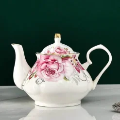 Plates u0026 More Küche & Esszimmer-Europäisches Teekannenset aus Knochenporzellan – Hochwertiger Kaffeekessel aus Porzellan