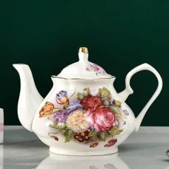 Plates u0026 More Küche & Esszimmer-Europäisches Teekannenset aus Knochenporzellan – Hochwertiger Kaffeekessel aus Porzellan