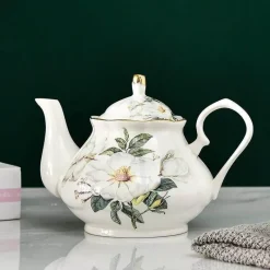 Plates u0026 More Küche & Esszimmer-Europäisches Teekannenset aus Knochenporzellan – Hochwertiger Kaffeekessel aus Porzellan