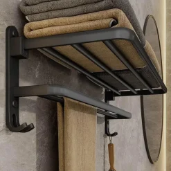 The Blissful Bath Badezimmer-Faltbarer Handtuchhalter aus Aluminium – platzsparender Badezimmer-Organizer