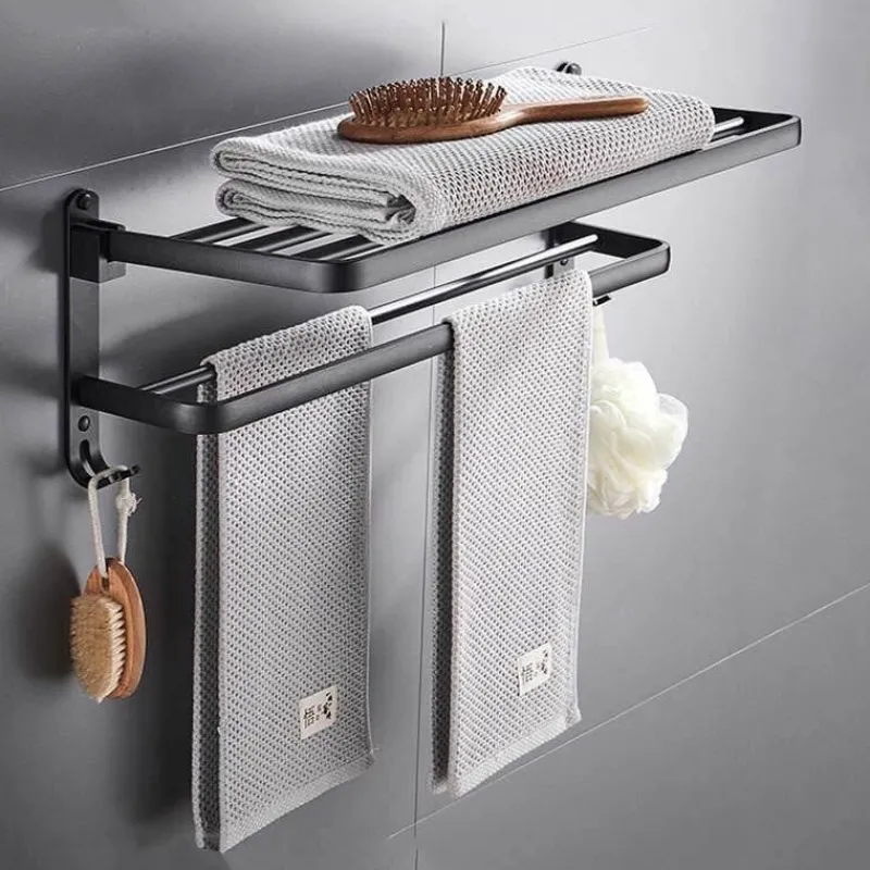 The Blissful Bath Badezimmer-Faltbarer Handtuchhalter aus Aluminium – platzsparender Badezimmer-Organizer