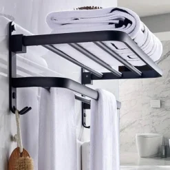 The Blissful Bath Badezimmer-Faltbarer Handtuchhalter aus Aluminium – platzsparender Badezimmer-Organizer