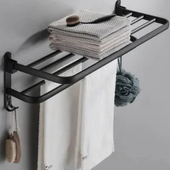 The Blissful Bath Badezimmer-Faltbarer Handtuchhalter aus Aluminium – platzsparender Badezimmer-Organizer