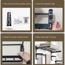 The Blissful Bath Badezimmer-Faltbarer Handtuchhalter aus Aluminium – platzsparender Badezimmer-Organizer