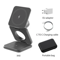 Comfort u0026 Style Heimwerkzeuge-Faltbarer kabelloser 3-in-1-Ladeständer – magnetische intelligente Ladestation