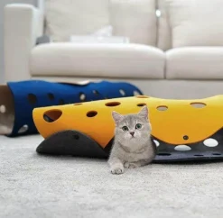 Decor Haustierzubehör-Faltbarer Katzentunnel – Interaktives Multi-Tunnel-Spielspielzeug für Katzen