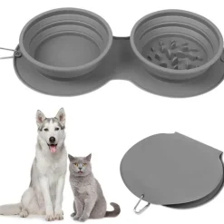 Furry Haven Haustierzubehör|Tierfütterung-Faltbarer Reise-Futternapf für Haustiere – Doppelter Futternapf für Hunde und Katzen