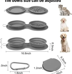 Furry Haven Haustierzubehör|Tierfütterung-Faltbarer Reise-Futternapf für Haustiere – Doppelter Futternapf für Hunde und Katzen