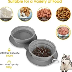 Furry Haven Haustierzubehör|Tierfütterung-Faltbarer Reise-Futternapf für Haustiere – Doppelter Futternapf für Hunde und Katzen