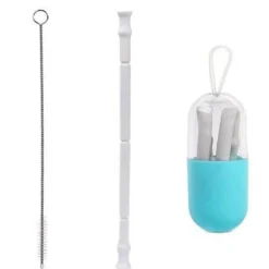 Little Nest Küche & Esszimmer-Faltbarer Silikon-Strohhalm – wiederverwendbarer, umweltfreundlicher Trinkhalm