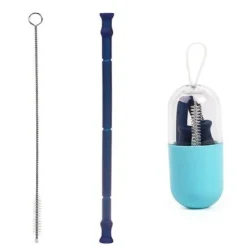 Little Nest Küche & Esszimmer-Faltbarer Silikon-Strohhalm – wiederverwendbarer, umweltfreundlicher Trinkhalm