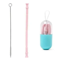 Little Nest Küche & Esszimmer-Faltbarer Silikon-Strohhalm – wiederverwendbarer, umweltfreundlicher Trinkhalm
