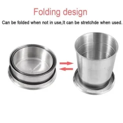 Adventure Basecamp Camping Im Freien|Küche & Esszimmer-Faltbarer tragbarer Campingbecher aus Edelstahl mit Schlüsselanhänger