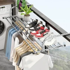 Tranquil Waters Gadgets Für Zuhause|Badezimmer-Faltbarer Wäscheständer aus Edelstahl – Platzsparender Balkon-Kleiderbügel