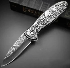 The Outdoor Vault Camping-Werkzeuge|Camping Im Freien-Faltbares taktisches Totenkopfmesser – Kompaktes EDC-Werkzeug