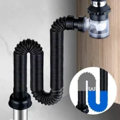 Tranquil Waters Badezimmer|Küche & Esszimmer-Faltbares Universal-Abflussrohr – einfach zu installierendes Sanitärzubehör