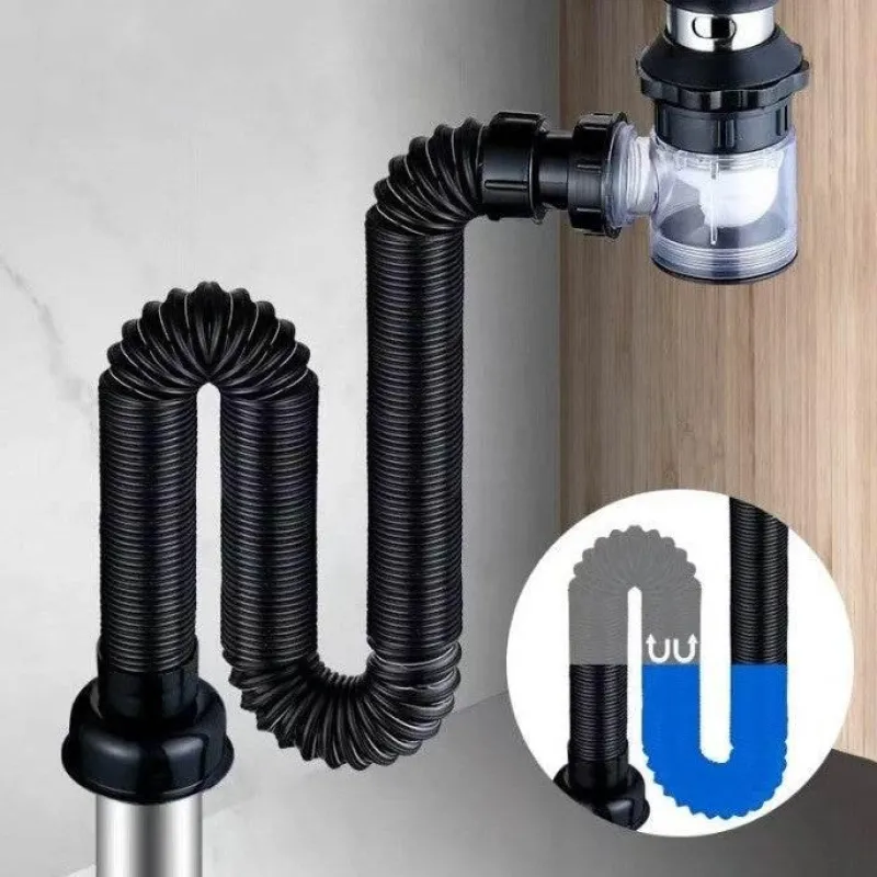 Tranquil Waters Badezimmer|Küche & Esszimmer-Faltbares Universal-Abflussrohr – einfach zu installierendes Sanitärzubehör