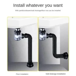 Tranquil Waters Badezimmer|Küche & Esszimmer-Faltbares Universal-Abflussrohr – einfach zu installierendes Sanitärzubehör