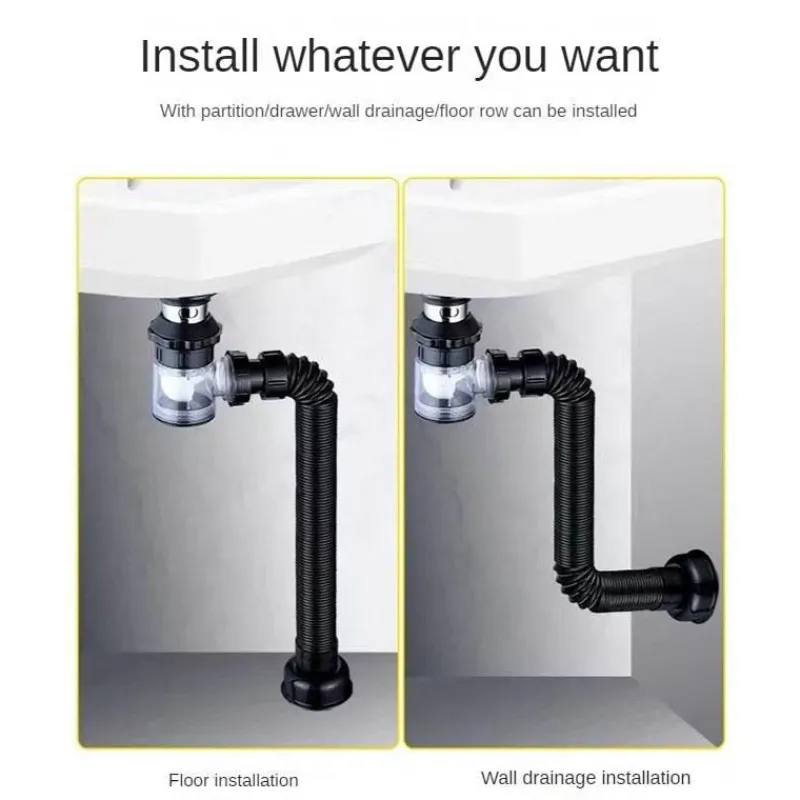 Tranquil Waters Badezimmer|Küche & Esszimmer-Faltbares Universal-Abflussrohr – einfach zu installierendes Sanitärzubehör
