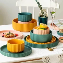 The Culinary Kit Küche & Esszimmer-Farbenfroher Essteller aus Keramik – Stilvolles Geschirr für alle Gelegenheiten