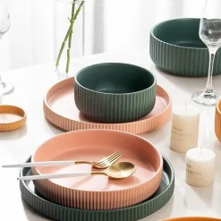 The Culinary Kit Küche & Esszimmer-Farbenfroher Essteller aus Keramik – Stilvolles Geschirr für alle Gelegenheiten