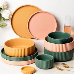 The Culinary Kit Küche & Esszimmer-Farbenfroher Essteller aus Keramik – Stilvolles Geschirr für alle Gelegenheiten