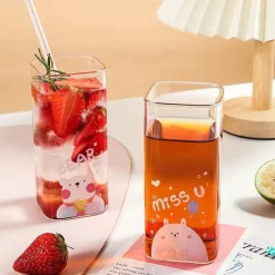 Plates u0026 More Küche & Esszimmer-Farbenfroher 400-ml-Kaffeebecher aus Glas – vielseitiges Trinkgeschirr für Milch, Bier, Tee und mehr