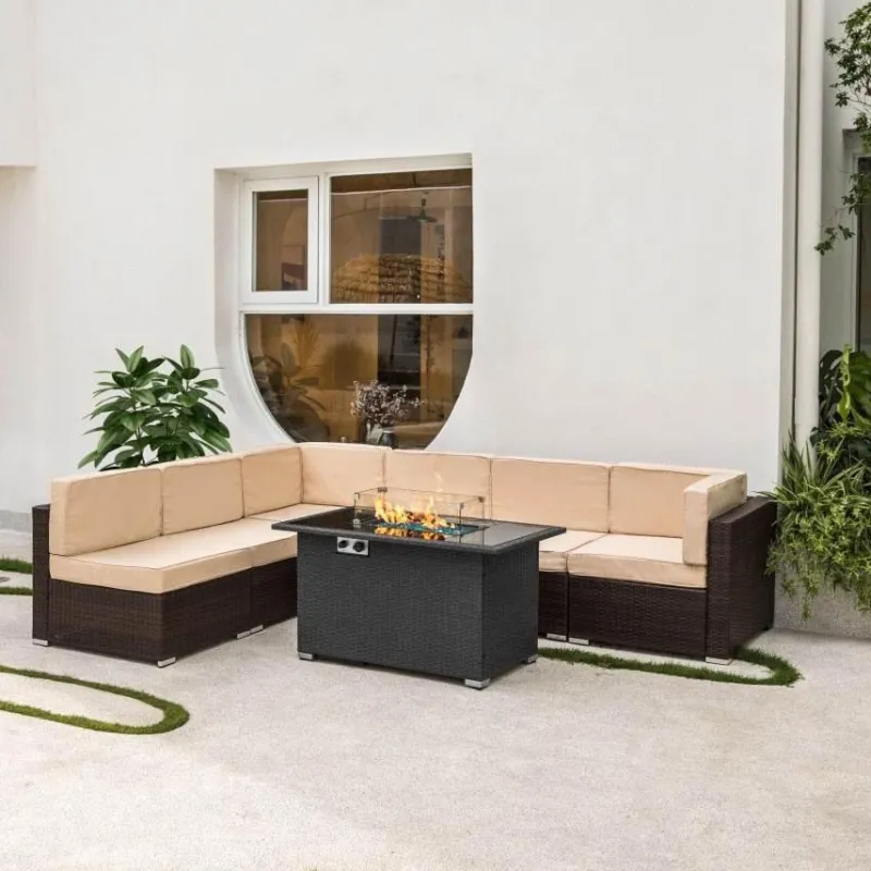 Comfort u0026 Style Camping Im Freien|Outdoor & Garten-Feuerstellentisch aus blauem Stein – Eleganter Versammlungstisch für die Terrasse im Freien