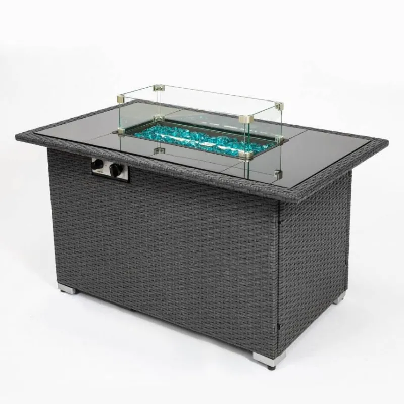 Comfort u0026 Style Camping Im Freien|Outdoor & Garten-Feuerstellentisch aus blauem Stein – Eleganter Versammlungstisch für die Terrasse im Freien