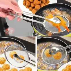 Tom Küche & Esszimmer-Filterlöffelzange aus Edelstahl – Küchenhelfer zum Braten und Grillen